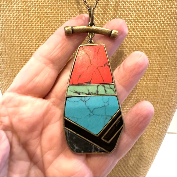 Nine West Vintage America Collection Necklace, multi-stone pendant - turquoise - Picture 5 of 11